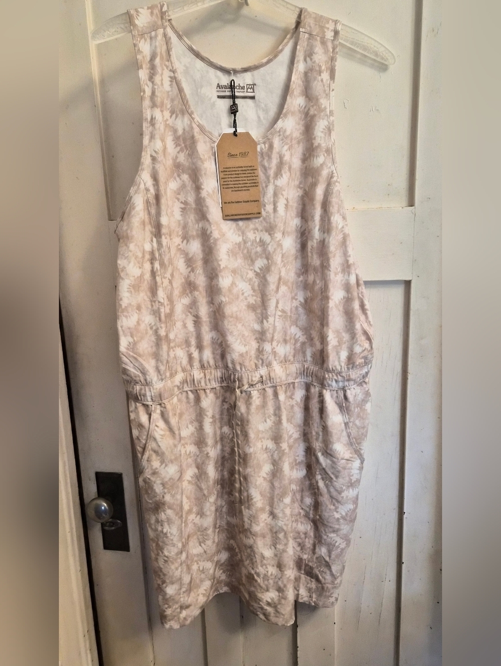 Avalanche XL Tie Dye Tank Dress Pockets Adjustable Waist Casual NWT
